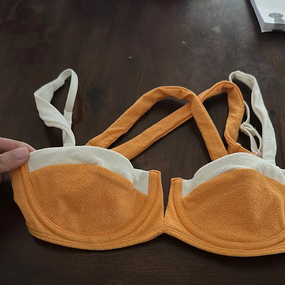 Monday Swimwear Orange and Cream Top